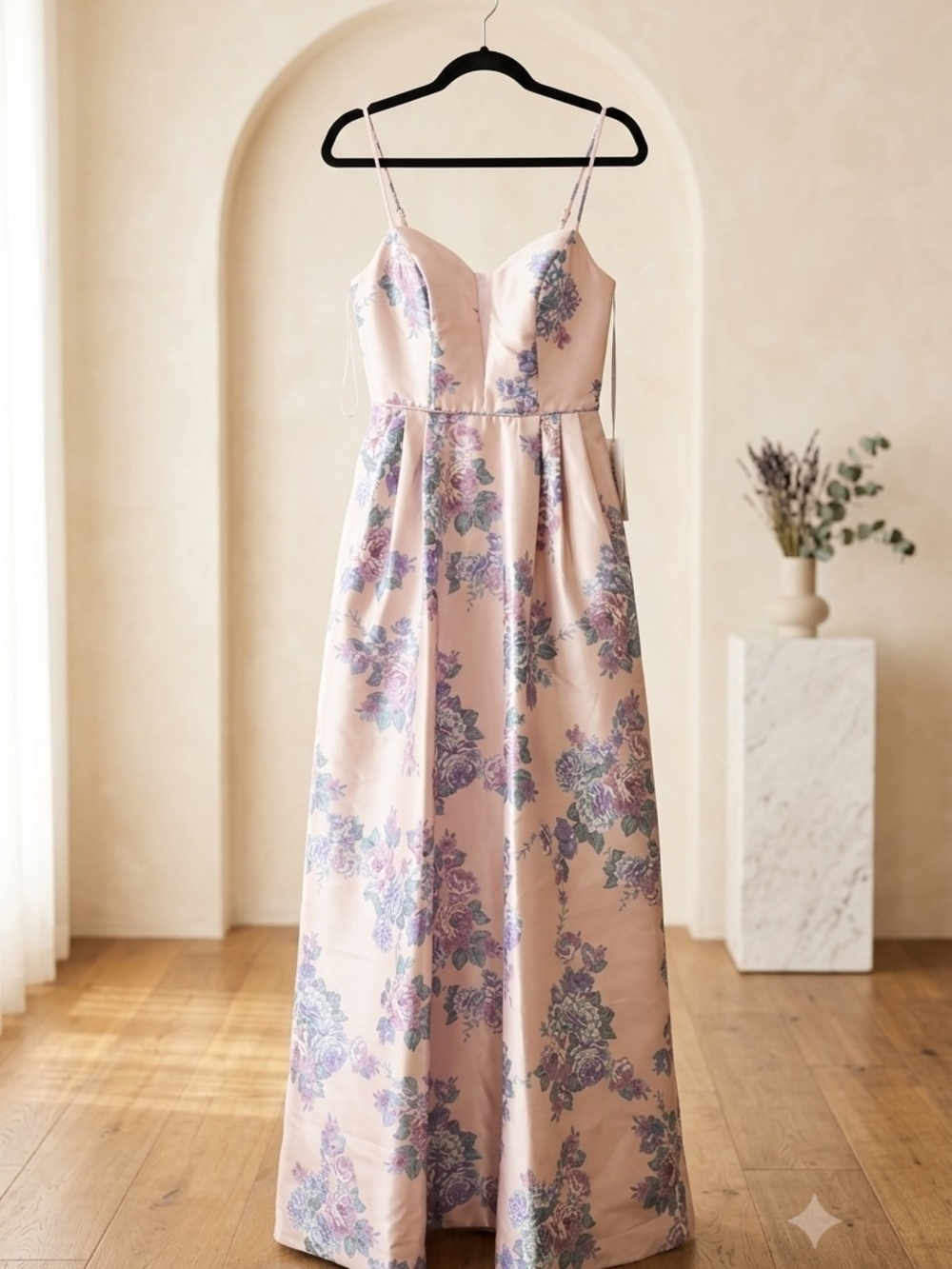 Teeze Me Pink Maxi Dress with Purple Floral Print